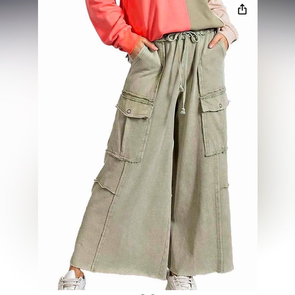 Easel Feeling Good Mineral Washed Utility Pants / faded olive